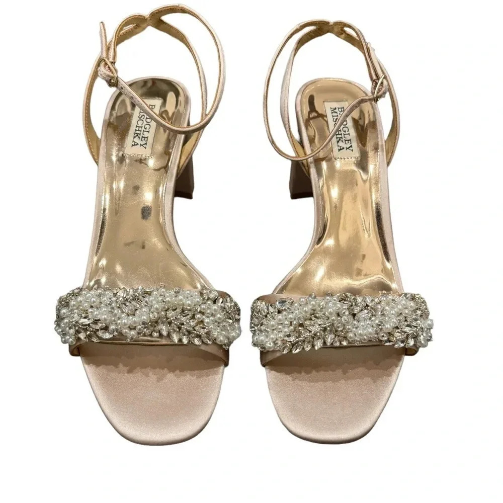 Badgley Mishka Clara Embellished Strap Evening Shoe, size 8.5